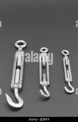 Screw tensioner hook and eyelet Stock Photo