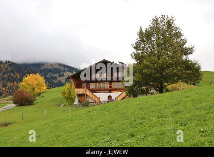 Swiss chalet in Gstaad Stock Photo