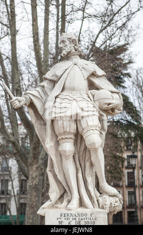 Madrid, Spain - february 26, 2017: Sculpture of Ferdinand I King at Plaza de Oriente, Madrid. He was the first king of Castile from 1056 to 1065 Stock Photo