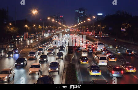 BEIJING-SEPT. 16. Traffic jam at 3th ring road. Beijing has been notorious for serious traffic congestion for so long that netizens call it Shoudu. Stock Photo