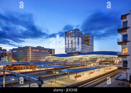 UTRECHT-MARCH 2, 2017. View on Utrecht Central Railway Station. It has sixteen platforms and more than 176,000 passengers per day. Stock Photo