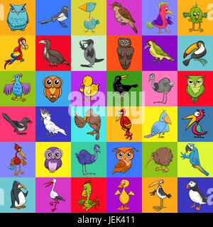 Cartoon Illustration of Birds Animal Characters Pattern or Decorative Paper Design Stock Vector