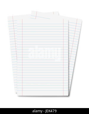 copybook sheets with stripes isolated on  white Stock Photo