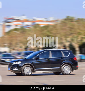 YIWU-CHINA-JAN. 25, 2016. Haval H8 SUV. It has been re-launched on Chinese market. Price starts at 201.800 yuan. Stock Photo