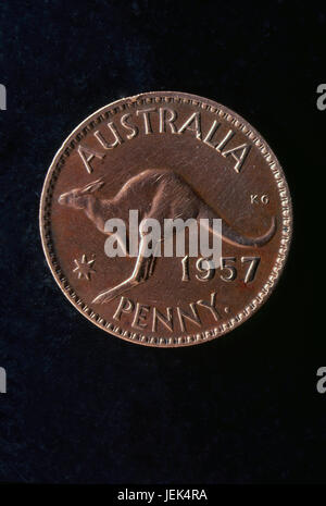 Australia penny 1957 vintage coin, india, asia Stock Photo