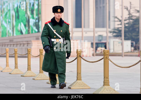 BEIJING – DEC. 26, 2011. Honor guard at Tiananmen on Dec. 26, 2011. Honor guards are provided by the People's Liberation Army at Tiananmen Square. Stock Photo