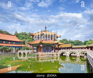 KUNMING-JULY 3, 2014. Yuantong Buddhist temple. Built during Tang dynasty, noted for its unusual structure, high at the front, low at the back. Buddhi Stock Photo