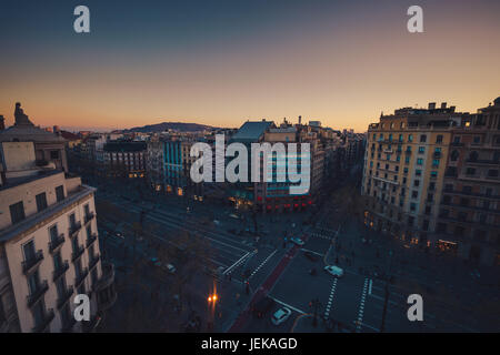 Aerial view of Avinguda Diagonal, Barcelona, Catalonia, Spain Stock Photo