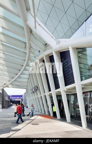 Entrance Mercedes-Benz Arena. Former World Expo Cultural Center, indoor arena located on former grounds Expo 2010. Stock Photo