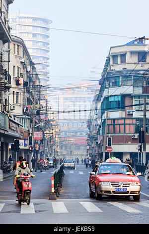 City center in the morning  Shanghai. With 23 million citizens Shanghai is China’s largest city by population. Stock Photo