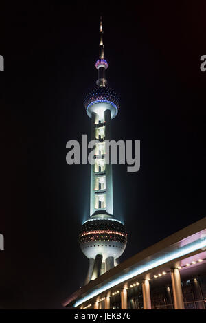 Oriental Pearl Tower on Nov. 21, 2010 in Shanghai. The Oriental Pearl Tower is a 468 meter TV tower, located at Lujiazui in Pudong district. Stock Photo