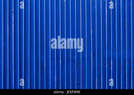 old blue painted metal ribbed surface Stock Photo
