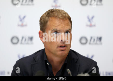 New Crystal Palace Manager Frank De Boer during the press conference at Beckenham Training Ground, Kent. Stock Photo