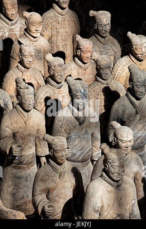 The world famous Terracotta Army, part of the Mausoleum of the First Qin Emperor and a UNESCO World Heritage Site located in Xian China Stock Photo