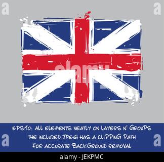 American Betsy Ross Flat Flag - Vector Artistic Brush Strokes and Splashes. Grunge Illustration, all elements neatly on layers and groups. The JPEG ha Stock Vector