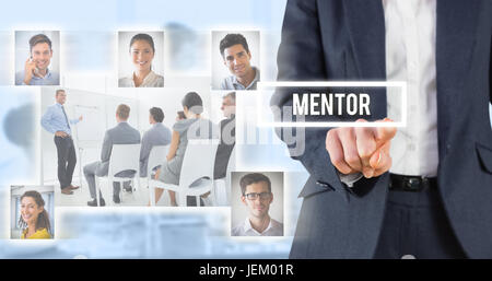 Composite image of businesswoman pointing Stock Photo