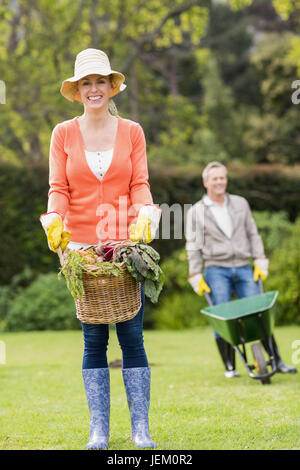 Cute couple doing some gardening Stock Photo