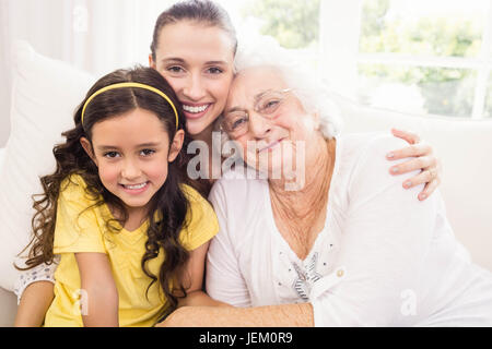 Happy extended family smiling Stock Photo