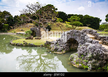 The gardens of Shikinaen, a former Royal residence are located on a small hill to the south of Shuri Castle in Naha, Okinawa, Japan. Stock Photo