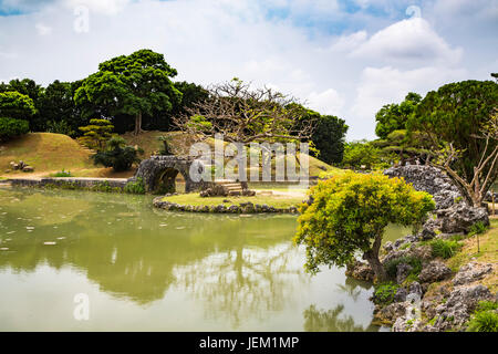 The gardens of Shikinaen, a former Royal residence are located on a small hill to the south of Shuri Castle in Naha, Okinawa, Japan. Stock Photo