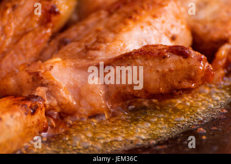 The meat is cooked in a cauldron Stock Photo
