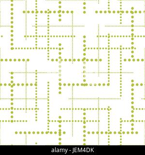 Abstract geometric dot lines seamless vector pattern. Green and white simple dashed shapes background for website wallpaper or paper print. Stock Vector