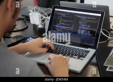 Man working at laptop Stock Photo