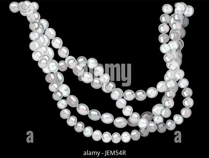pearl necklace isolated on black background Stock Vector