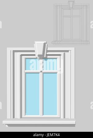 Rectangular window isolated on a grey background Stock Vector