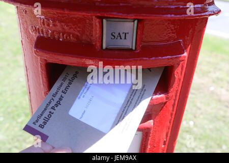 Postal voting has started in the General Election UK 2017. The Election is on June 8th 2017.  Featuring: Atmosphere Where: London, United Kingdom When: 26 May 2017 Stock Photo