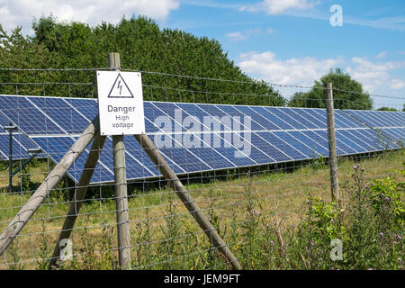 Solar farm in field, kent, uk Stock Photo