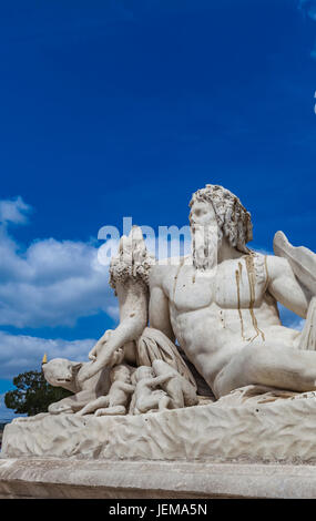 Statue Le Tibre by Pierre Bourdict from 1690 in Tuileries Garden in Paris, France Stock Photo