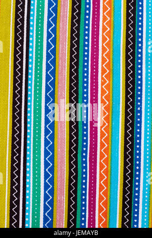 Colored striped cotton background. Patterned multicolor material as wallpaper. Material for colorful handbag. Stock Photo