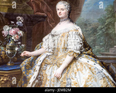 Marie Leczinska queen of France (detail): From a painting by C. Van Loo from 1747 currently hanging at Versailles. Stock Photo