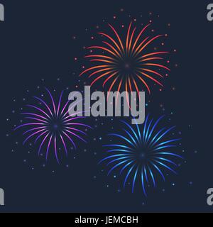 Vector colorful firework illustration on dark background Stock Vector