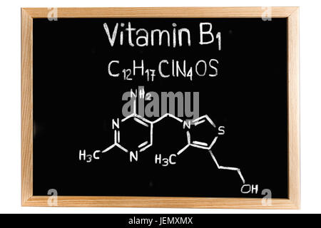 Blackboard with the chemical formula of Vitamin B1 Stock Photo