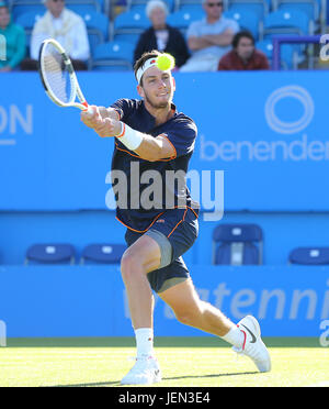 Eastbourne, UK. 26th June, 2017. Cameron Norrie of Great Britain in action against Horacio Zeballos of Argentina during day two of the Aegon International Eastbourne on June 26, 2017 in Eastbourne, England Credit: Paul Terry Photo/Alamy Live News Stock Photo