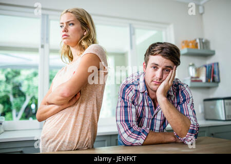 Annoyed couple ignoring each other Stock Photo
