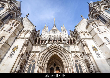 Known as The Law Courts, The Royal Courts of Justice houses the High Court and Court of Appeal of England and Wales Stock Photo