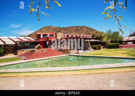 Taliesin West  architect Frank Lloyd Wright's winter home and school in the desert, Scottsdale, Arizona, USA Stock Photo