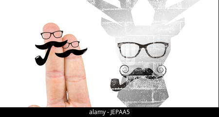 Composite image of fingers with mustache Stock Photo