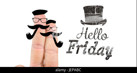 Composite image of fingers with mustache Stock Photo