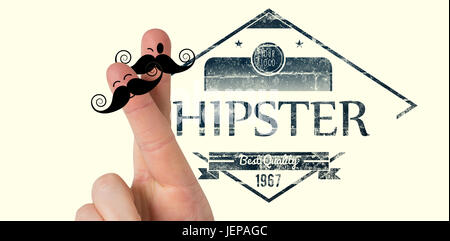 Composite image of fingers with mustache Stock Photo