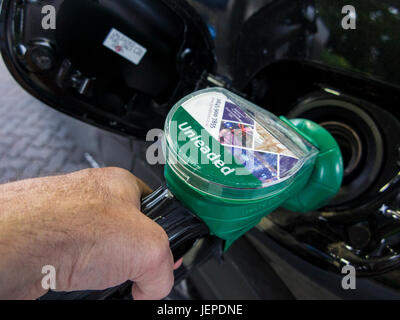 Filling up with unleaded petrol Stock Photo