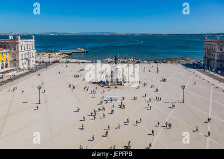 Lisbon, Portugal - May 19, 2017: Aerial view of Comercio Square, Lisbon Stock Photo