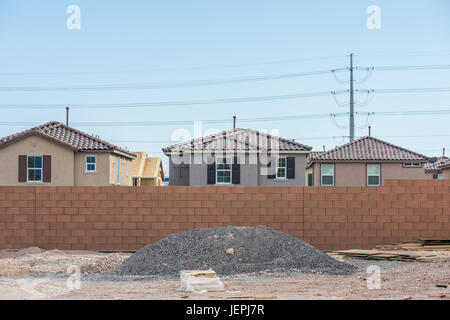 Tract housing under construction in outlying area of Las Vegas Stock Photo
