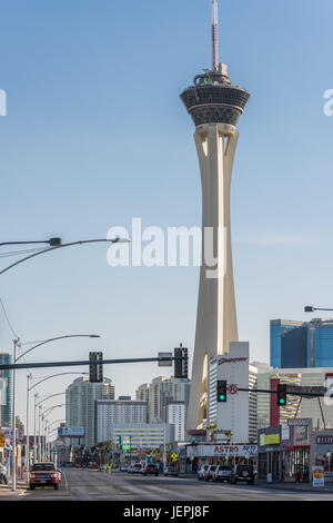 Stratosphere Hotel and Casino on Las Vegas Strip Stock Photo