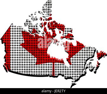 Canada grunge map with flag inside - Illustration,  Canadian flags and map in mosaic,   Abstract grunge mosaic vector Stock Vector