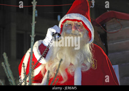 The Santa Claus on the phone, Der Weihnachtsmann am Telefon Stock Photo