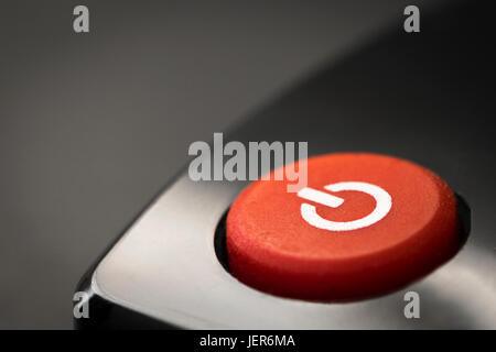 TV remote control buttons closeup. Power button. Stock Photo